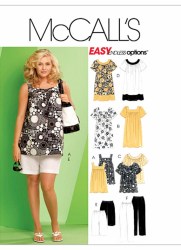 5640 McCalls  EZ PULLOVER TOP,  DRESS, SHORTS, CAPRI PANTS PATTERN 26-32W uncut
